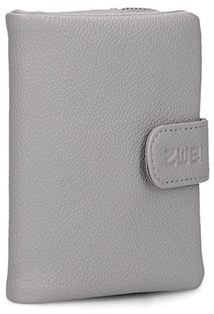 Zwei kleine Damen Geldbörse M.Wallet MW5 Portemonnaie aus weichem Kunstleder, Geldbeutel mit Druckknopf & Reißverschluss-Münzfach, 6 Kartenfächern, 4 Einsteckfächern, 1 Scheinfach (Foggy)