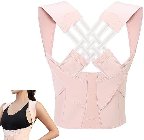 Haltungskorrektur für Frauen, verstellbare Rückenstütze, atmungsaktive Rückenstütze zur Haltungskorrektur, Linderung von Schulter- und Wirbelsäulenschmerzen, Unisex,2XL,Pink