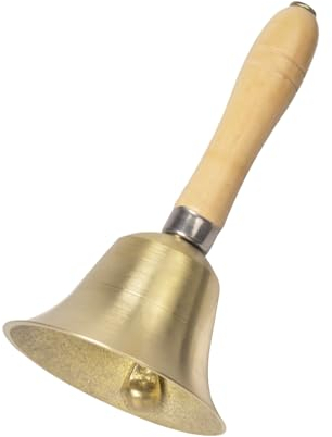 Pumwoy Handglocke Messing, Weihnachtsglocke Griff aus Massivholz, Hand Tischglocke, Abendessen Glocke, Anrufsglocke Glocken für Zuhause, Schule, Feiertagsdekoration