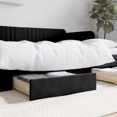 ZEYUAN Bettschubladen 2 STK. Schwarz Holzwerkstoff und Kunstleder, Bettkasten, Unterbettkommode, Unterbett Aufbewahrungsbox, Unterbett Aufbewahrung, Aufbewahrungstasche Für Bettdecken - 833922