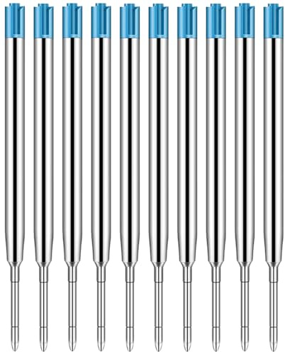 BAVALIN 10 Piezas Recambios de Bolígrafo de Metal - Recambios de Gran Capacidad Recambios de Tinta para Bolígrafos Ancho de Trazo 1.0mm Recambio Reemplazables Escritura Suave - Azul