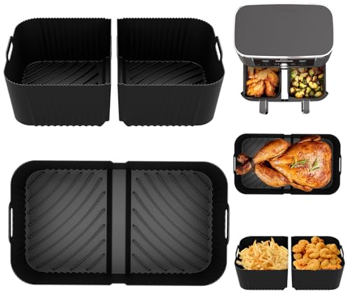 Heißluftfritteuse Zubehör für Ninja Foodi Flexdrawer 10,4 L AF500EU, COSORI Heißluftfritteuse Zubehör 10L Silikonform, 3PCS Wiederverwendbar Silikonform Airfryer Silikon Backform für Ninja AF500DE