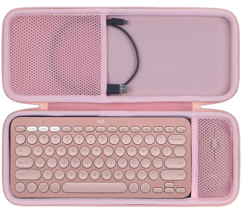 Lebakort Hard Carry Case Compatible with Logitech Pebble Keys 2 Combo K380s K380 Wireless Keyboard + M350 Pebble Mouse Combo (Pink Case)
