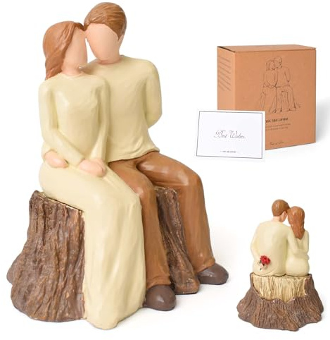 DUMING-IN Romantic Couple Figurines, 5.5 Wedding Engagement Gift for Husband Wife, Love Statue Valentine's Day Anniversary Birthday, Wedding Cake Topper