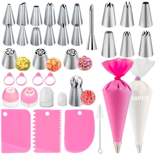 AZOMKER Beccucci Sac a Poche, Bocchette Sac a Poche, Saccapoche, Sac a Poche Professionali, Punte Sac a Poche, Kit Pasticceria Professionale (66 Pezzi)