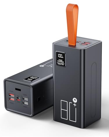 Power Bank 80000mAh, große powerbank, Externer Handyakku PD 30W& QC 3.0 Schnell Aufladende Powerbank, USB C 5 Ausgängen & 2 Eingängen mit LED Display Tragbares Ladegerät für iPhone,Camping, Outdoor