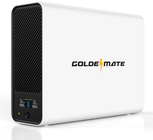 GOLDENMATE 1000VA/800W Lithium UPS Battery Backup and Surge Protector, Sinewave UPS System with LiFePO4 Battery(230.4 Wh), 2025 Upgraded Pro Ver. with Communication Port, 8 Outlets, LCD Display, White