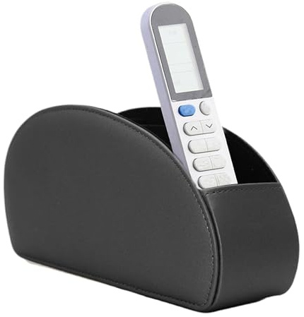 Fernbedienungshalter mit 5 Taschen, PU Leder Desktop Organizer, Multifunktion Fernbedienung Organizer, Große Halterung für Fernbedienungen, Make-Up, Make-up-Pinsel und Büromaterial (Schwarz)