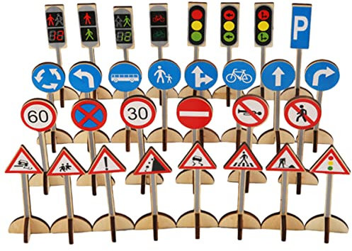 DRESSOOS Jouets De Signalisation Routière Modèle De Jouet Cognitif De Signalisation pour Garçon Fille Apprentissage De Panneaux De
