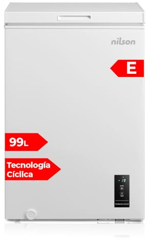 Nilson Congelador Horizontal Blanco NCH1000EDC. Capacidad 99 Litros, Dual Cooling, 4 Star, Modo Super Congelación, Tecnología Cíclica, Puerta Abatible, 1 Cesta, Bajo nivel Sonoro