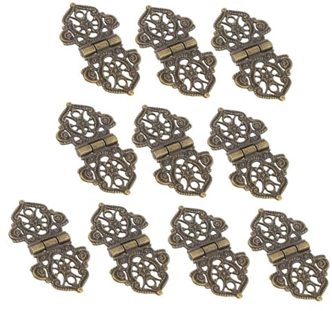 GETAJGHSD 10pcs Vintage Zinc Alloy Hinges for Wood Boxes and Cabinets, Antique Bronze Small Decorative Hinges for Jewelry Boxes, Furniture, and Craft Woodware
