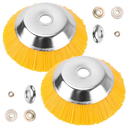 CHUENKUK Lot de 2 brosses de désherbage en nylon pour débroussailleuse, brosse à herbes sauvages, brosse en nylon pour débroussailleuse, jaune, 20 x 2,54 cm