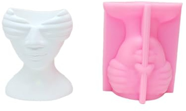 Moldes de silicona para macetas, elegantes moldes de hormigón, forma de cara humana, suministros para hacer jarrones