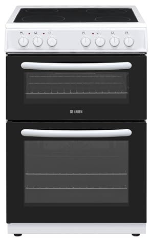Haden 60cm Electric Cooker, Double Oven with Ceramic Hob, HE65DOMW, 69L Main Oven, 39L Top Oven, White