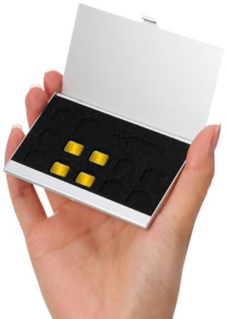 Boîte de Rangement pour Carte Sim Nano en Aluminium Argenté | Organisateur Compact, Gain de Place, Usage Maison et Boutique, Accessoire de Maintenance, Format Portable