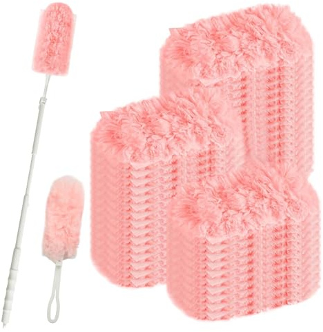 Fluffy Duster Refills 40 Pack Electrostatic Duster Refills Pack Set | Microfiber Dusting Kit with Handle/Telescopic Rod for Pet Hair, Dust and Dirt Removal in Hard-to-Reach Areas Around the Home