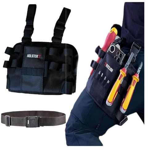 Holster Z 2.0 - Custodia per attrezzi multiuso con cintura per attrezzi da gamba, borsa tattica da lavoro per elettricisti, riparatori, HVAC, tecnici, resistente, nera