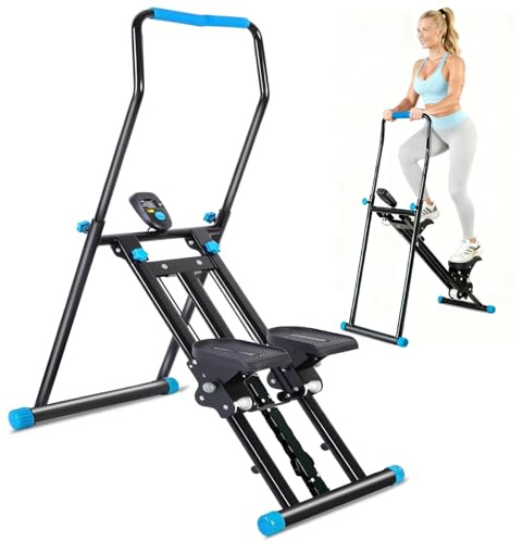WUDLEP Treppensteiger, 3-stufiger Widerstand, faltbarer Treppensteiger, verstellbarer Lenker und Pedale, vertikaler Stairmaster, Fitnessgerät für Zuhause, Fitnessstudio, Workout