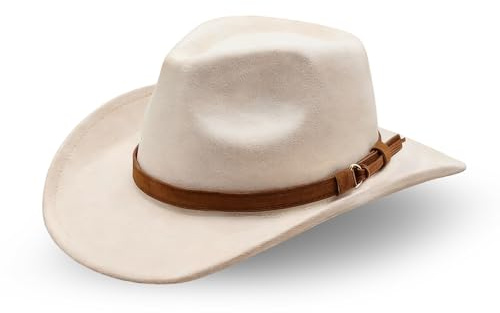 KIXINY Cowboy Hut für Frauen und Männer, Western Wildleder Cowboy Cowgirl Hut Klassischer breiter Rand Fedora Huts für Männer & Frauen Felz breiter Rand