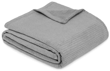Ibena Cord Decke 150x200 cm - Baumwollmix weich, Made in Germany, warm & waschbar, Kuscheldecke grau mit Cord Struktur