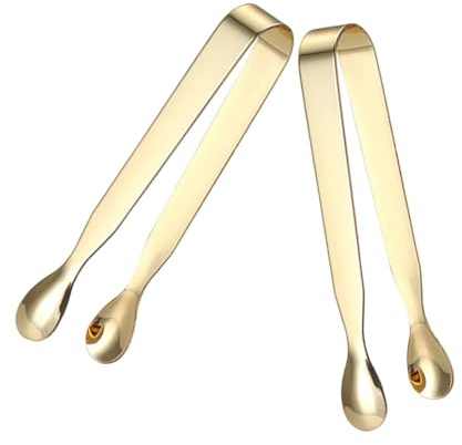 Pinzas para Hielo y Azúcar Cúbicas 2 Piezas de Acero Inoxidable | Acabado Dorado de Alto Brillo, Resistente Oxidación, Mango Cómodo, Fácil de Limpiar
