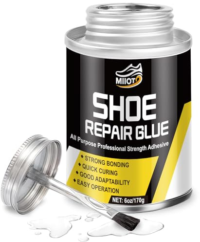 Miioto 170 g Shoe Sole Adhesive, Contact Adhesive, Leather Adhesive, Extra Strong, Neoprene Adhesive, Rubber Adhesive, with Adhesive Brush, Shoe Adhesive, Sole Adhesive, Extra Strong, Waterproof, Fast