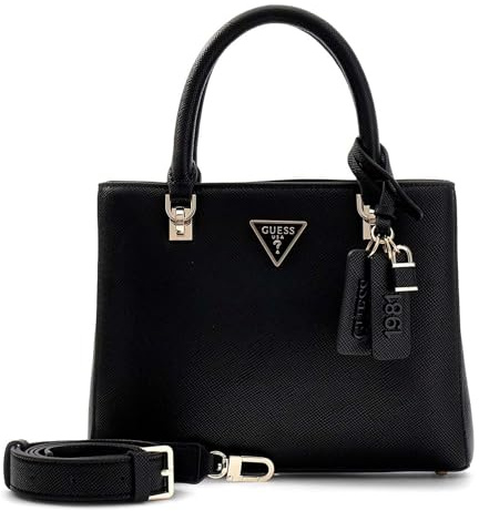 GUESS Handtasche Umhängetasche Noelle II Multi Compartment Satchel Black schwarz