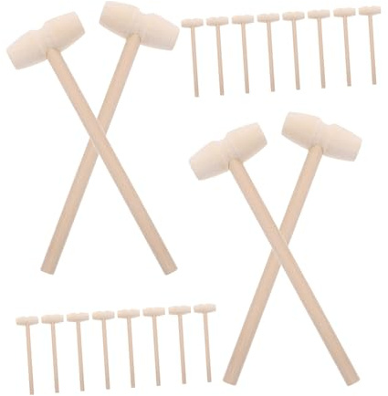 HONITANO 30pcs Mini Wooden Mallet Hammer Solid Hardwood Small Flathead Mallets for Chocolate Cracking Party Games and Festival Decor Portable