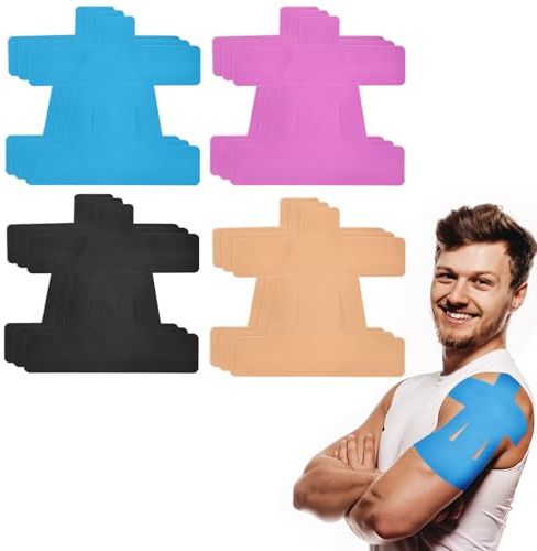 12 Stück Kinesiotapes Vorgeschnitten, Schulter Tape Vorgeschnitten, Kinesiotapes Schultern, Schulter Kinesio Tape - Professioneller Sportschutz Und Schulterstütze (4 Farben)