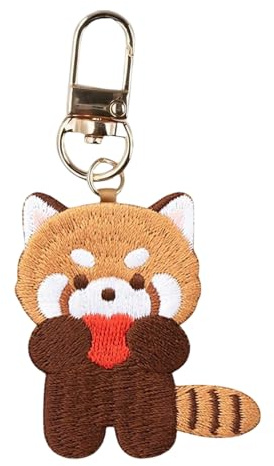 Auroriel Tier Roter Panda Kawaii Waschbär Schlüsselanhänger Stickerei Taschenanhänger Rucksackanhänger Auto Schlüsselanhänger Niedliches Tier