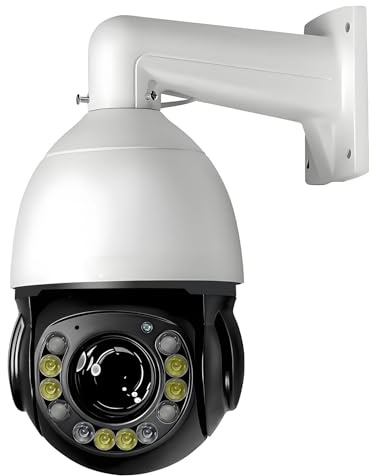 GLOBAL SECURITY Speed Dome PTZ-kamera 8MP 4K 54X optisk zoom – nattsyn i färg, automatisk spårning, IP66, PoE, Onvif
