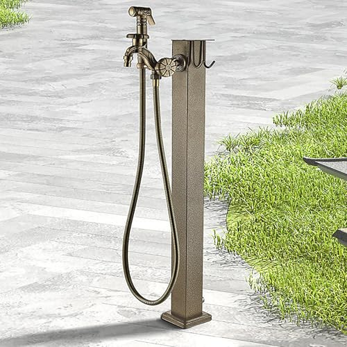 Grifo Exterior Con Pistola Rociadora, Columna De Agua Vertical Para Jardín, Soporte Independiente Para Manguera, Para Patios Traseros, Céspedes Y Terrazas(Brass 1,96cm/37.8in)