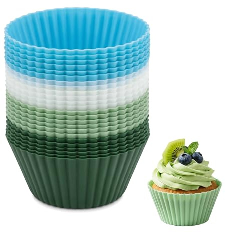 24 Pezzi Pirottini Silicone, 7cm Pirottini Muffin Silicone