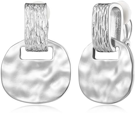 MIYUEFAN Clip Ohrringe Damen Gold Silber Ohrclips, Hypoallergen 14k Vergoldet Plated Statement Klipp Ohrringe Hängend Fake Creolen Damen Mädchen