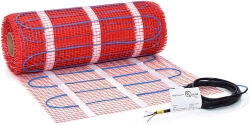 7.5 sqft HeatTech 120V Electric Radiant Floor Heating Mat for Tile, Stone, in Floor Heating - Ceramic Tile Bathroom Floor Heating - Heated Floor Mat with Self-Adhesive Backing Mesh