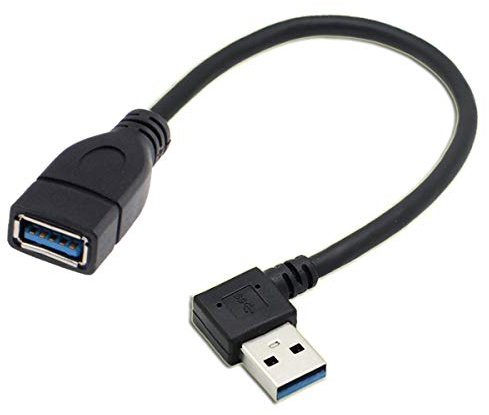 xiwai USB 3.0 Typ A auf Typ A 20 cm Verlängerungskabel 5 Gbps 90 Grad Schwarz Left Angled