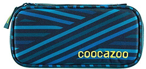 Coocazoo Federmäppchen PencilDenzel „Zebra Stripe Blue“ blau, Schlamperetui, Geodreieckfach, Stundenplanfach, herausnehmbarer Stiftehalter, zusätzliches Reißverschlussfach