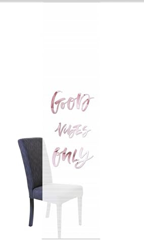 Schiebegardine Good Vibes, halb-transparenter Stoff in Bambus-Optik, digital Bedruckt, 260 x 60 cm (h x b), Farbe: Rosé