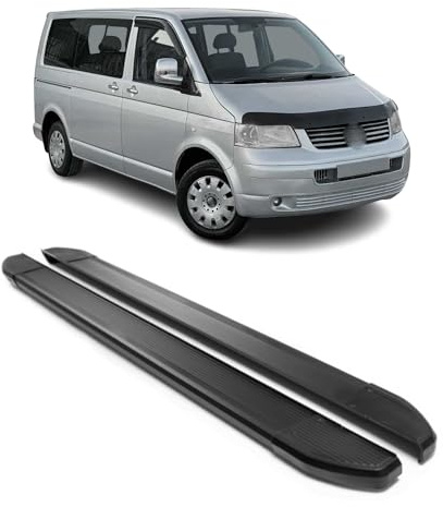 OMAC Alu Trittbretter kompatibel mit VW T5 T6 Multivan Caravelle 2003-2024 L1 Schweller Schwarz