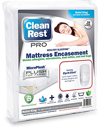 CleanRest Pro Matratzenbezug mit Reißverschluss, wasserdicht, waschbar, hypoallergen, extrem atmungsaktiv, geräuschlos, patentierte Reißverschluss-Sicherheit (passend für 22,9–45,7 cm)