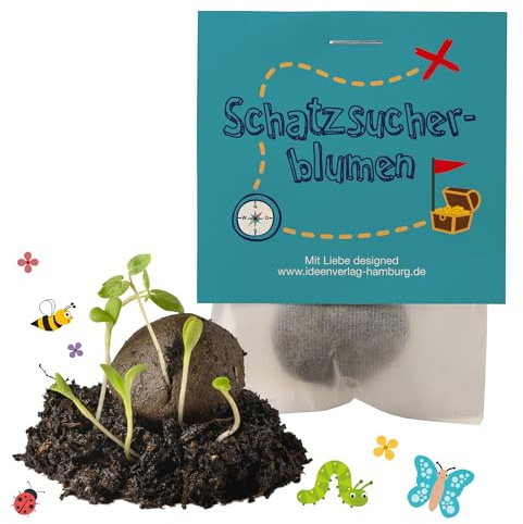 10x Schatzsuche Samenbomben als Schatztruhe Kindergeburtstag Inhalt & Mitgebsel Kindergeburtstag 4 bis 10 Jahre - Blumensamen Mitbringsel Kindergeburtstag Gastgeschenke & kleine Geschenke für Kinder