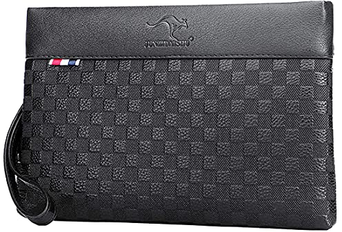 A-QMZL Handgelenktasche für Herren Handgelenk Handtasche Handgelenktasche PU Leder Großraum-Clutch mit Kartenfach Brieftasche Business Freizeit Bürohandtasche Geldbörsentasche für Männer