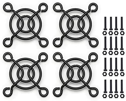 Easycargo 4pcs 25mm Black Fan Grill/Guard with Screws + Nuts (4 Pack)