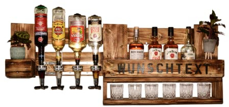 EXCLUSIV: Whiskyregal Wandbar Whiskeyregal rustikal Getränkespender Schnaps Gin Whiskey Whisky Palettenmöbel Schnapsregal Weinbar Wandregal Weinregal