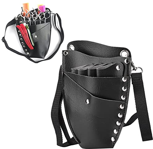 Sonew Scherentasche Friseur, Friseur Werkzeugtasche zur Aufbewahrung von Schere, Haarspange und Kamm, Gürteltasche mit Abnehmbarem Gürtel (Schwarz)
