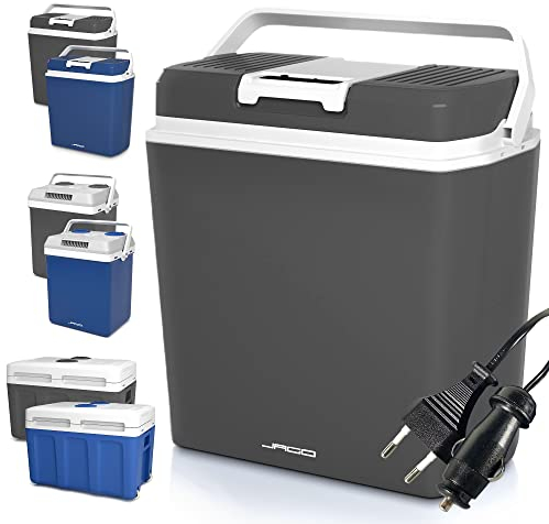 Jago® Kühlbox - 20/25/40L, Griff, 12/220V, Auto, Steckdose, Kühl-, Warmhaltefunktion, Blau/Anthrazit/Rot - Elektrische Kühltasche, Mini-Kühlschrank, Camping, Picknick, Strand, Wohnmobil