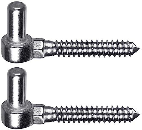 Insaga One-Piece Molding Chain Link Lag Screw Hinge, 304 Stainless Steel Post Side Wood Bolt Hinges for Wooden Gate or Post, Screw in Pin Hinge 5/8'' Lag Bolt Hinge (2Pcs, M16)