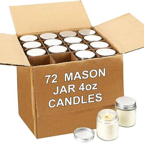Jutom Confezione da 72 mini candele in barattolo di vetro, 113,4 g, piccole candele profumate alla lavanda, per aromaterapia, matrimoni, Natale, compleanni, bomboniere (argento)