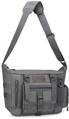 HUNTVP Messenger Bag Tactical Cross Body Bag Men Military Shoulder Bags Laptop Pack for Men Women Work Travelling Camping Hiking Outdoor (Grey)