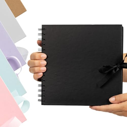 Album fotografico per scrapbooking, rilegatura a spirale, per coppie, libro dei ricordi da viaggio, con 40 pagine, 20,3 x 20,3 cm, colore: nero